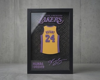 Kobe Bryant Jersey 3D Shadow Box, Art mural Mamba Forever Lakers, décoration de fan de basket-ball