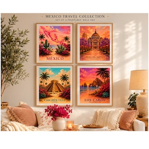 Mexico Travel Wall Art Set of 4 Printable Prints