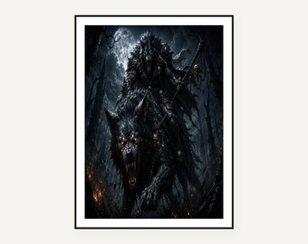 Werewolf Dark Fantasy Art Prints Set of 21, Gothic Lycanthrope Wall Decor, Digital Download
