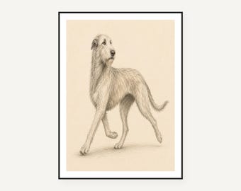 Irish Wolfhound Watercolor Art Prints Set of 10, Dog Portrait Wall Decor, Digital Download, Wolfhound Gift