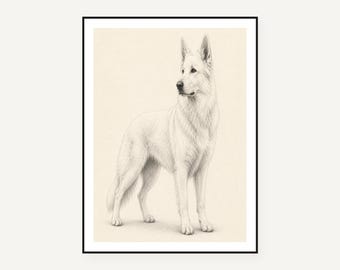 German Shepherd Watercolor Art Prints, Dog Portrait Wall Decor (Digital Download)