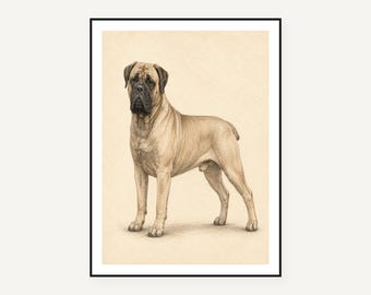 Mastiff Watercolor Art Prints Set of 9, English Mastiff Portrait Wall Decor, Digital Download, Mastiff Gift