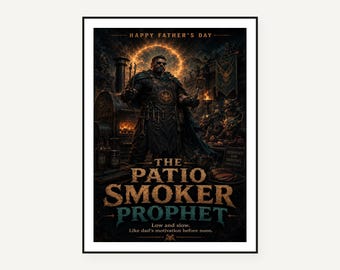 Dark Fantasy Dad Art Print, Comical Warrior Portrait, Father's Day Decor (Digital Download)
