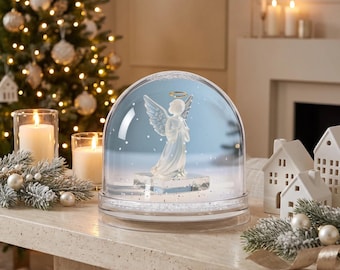 Crystal Angel Snow Globe, Glass Christmas Angel, Elegant Holiday Decor, Winter Christmas Decoration, Christmas Gift