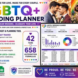 LGBTQ+ Wedding Planner Spreadsheet | Inclusive Tabs (Google Sheets, Excel)