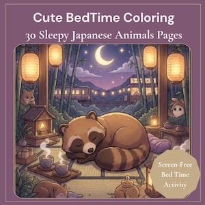 Cozy Hidden Objects Coloring Book | Japanese  Kawaii  Anime Coloring  | BedTime Coloring Activity for Kids and Teens | Instant PDF Download
