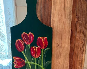 Handbemaltes Tulpen-Schneidebrett