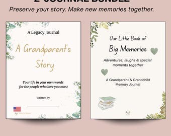 Grandparent & Grandchild Journal Bundle, Life Story and Memory Keepsake, Printable USA Edition