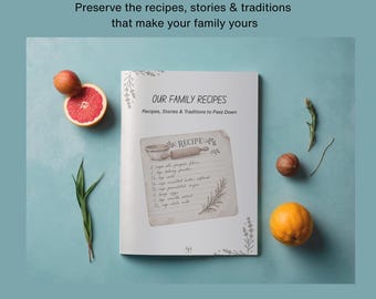 Familienrezeptbuch zum Ausdrucken, Erbstück-Kochbuch, Rezeptjournal, Erinnerungsstück an Familientraditionen