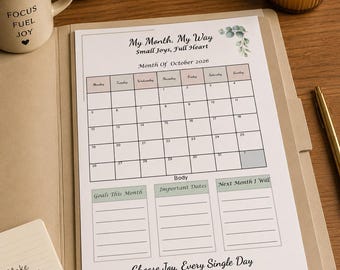 Retirement Monthly Planner Printable | Goals, Dates, Calendar Page (Digital Download)