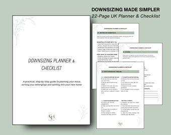 Downsizing Planner & Checklist, Declutter Your Home, Printable UK Moving Guide, Moving House Organisation
