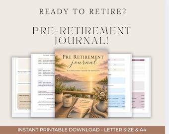 Pre Retirement Journal UK, Retirement Planning Workbook, Later Life Organiser, Life After Work Planner, Pension Budget Tracker, Download A4
