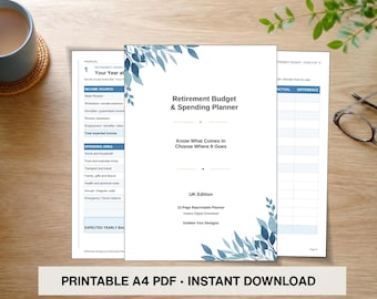Retirement Planner UK, Printable Budget and Spending Tracker for Pension Income, A4 PDF
