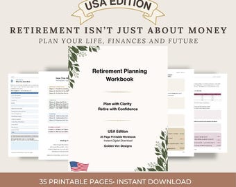 US Retirement Planner, Social Security, Budget & Lifestyle Workbook, Printable PDF