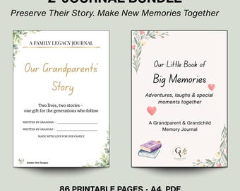 Grandparents Journal Bundle, Family Memories & Grandchild Keepsake, UK Printable Memory Book