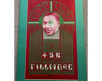 Mint Original FIRST PRINT 1966 Filmore BG-35 Muddy Waters Poster Wes Wilson