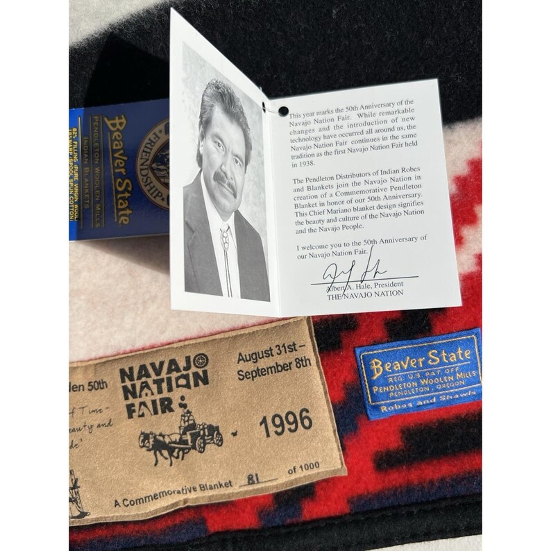 1996 Chief Mariano Navajo Limited Edition Pendleton Beaver State 64 x 80 Blanket image 8