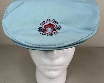 Vintage 1989 US Open Golf Hat Strap Back Newsboy Oak Hill CC Flat Cap PGA Tour