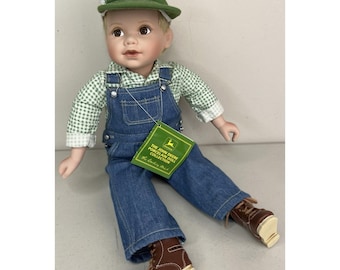 VTG 1999 JOHN DEERE Danbury Mint "Johnny" 14" Farm Boy Porcelain Doll