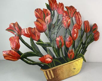 1987 Jean Pierre Bernard LY-Alaby Haitian Flower Sculpture Metal Folk Art