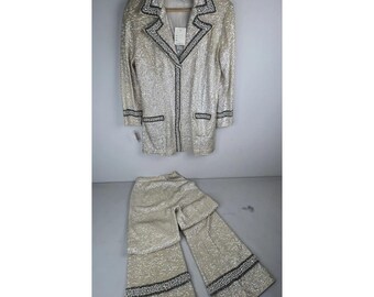NEW WITH TAGS Vintage 1960's Women's DePaul New York Beaded Pant Suit Size Large
