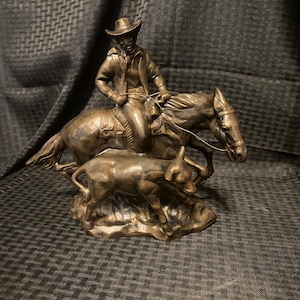 Bronze Cutting Cowboy