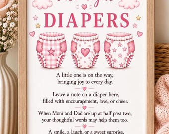 Late Night Diapers Sign – Pink Baby Girl Shower Game (Instant Download)