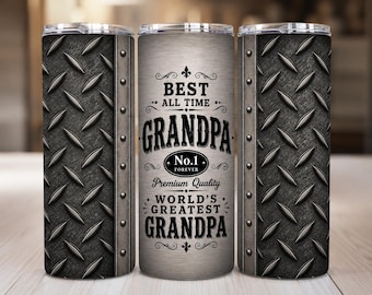 Fathers Day Best Grandpa Tumbler Wrap | 20oz Skinny Sublimation Design (Digital Download)