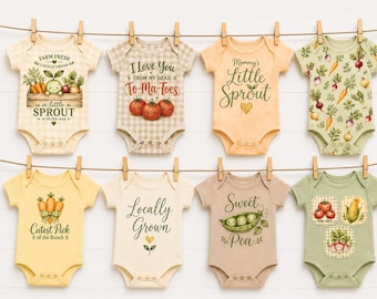 Farmers Market Baby Shower Banner Printable, Vegetable Onesie Banner, Little Sprout Baby Shower Decor, Baby Shower Garland, Instant Download