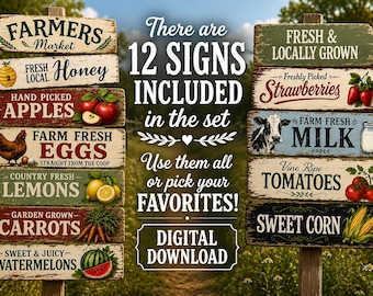 Farmers Market Sign Bundle PNG Printable  Locally Grown Little Sprout  Baby Shower Birthday Party  Decor Digital Download