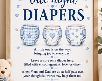 Late Night Diapers Sign – Baby Boy Shower Game (Instant Download)