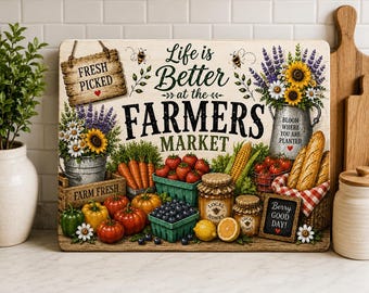 Farmers Market Cutting Board Design PNG Farmhouse Kitchen Conversion Chart 16x12 Sublimation Design Digital Download