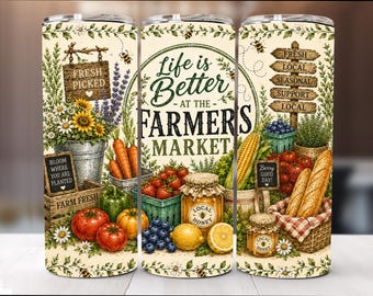 Farmers Market Sublimation Tumbler Wrap Design  (Digital Download) 20oz Skinny Tumbler Sublimation Design