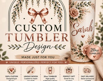 Custom Skinny Tumbler 20 oz 30 oz Tumbler PNG Design