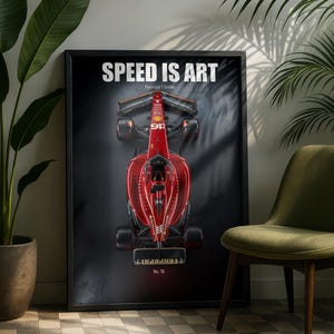 F1 Racing Car Poster, Red Race Car Wall Decor, Formula One Art Print, Gift for Boyfriend, F1 Minimalist Poster, High Quality DigitalDownload