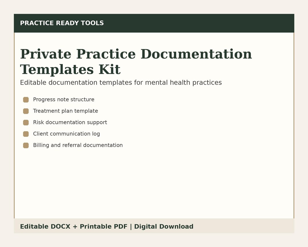 Private Practice Documentation Templates Kit (digital Download) - Etsy