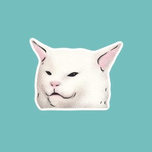 Smudge Cat Dinner Meme Sticker