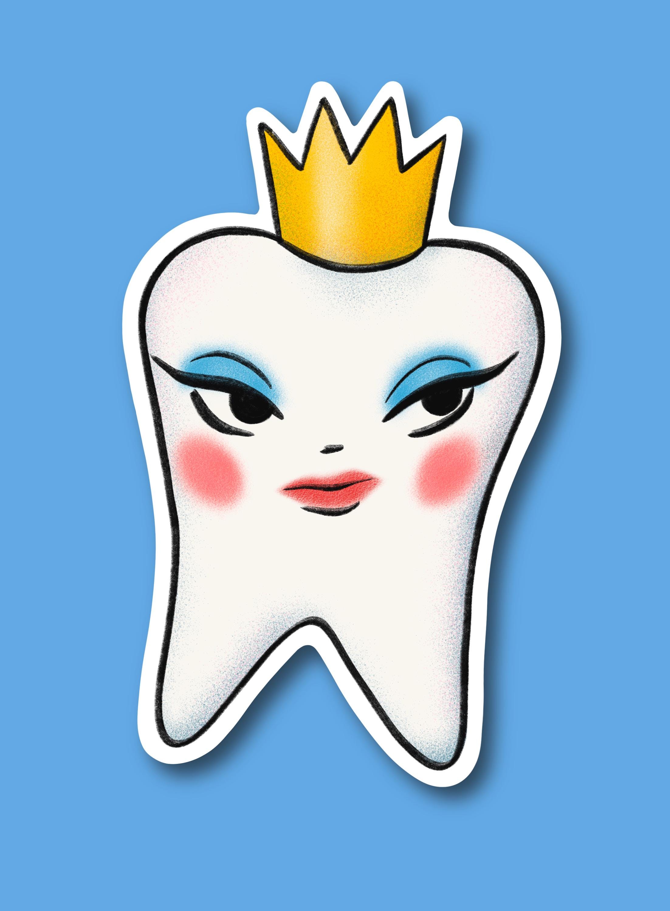 Tooth Queen Drawing Queen Tooth With Crown Sticker - Etsy