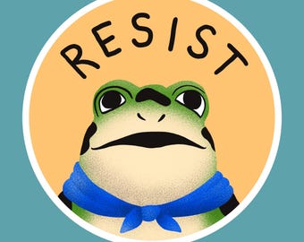 RESIST frog protest sticker