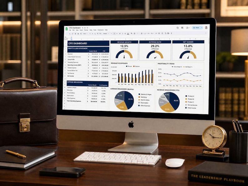 CFO Dashboard Google Sheets Excel | P&L, KPI, Cash Flow Tracker ...