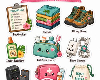 Borneo und Kalimantan Aufkleber zum ausdrucken, niedliche Indonesien Reiseaufkleber, Kawaii Planer Aufkleber, digitaler Download
