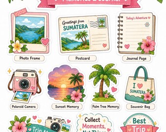 Sumatera druckbare Aufkleber, niedliche Indonesien Reiseaufkleber, Kawaii Planer Aufkleber, digitaler Download