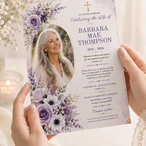 Celebration of Life Invitation for Families, Memorial Service Editable Canva Template, Funeral Printable