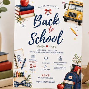 Editable Back to School Invitation Canva Template First Day of School Party Printable Invite