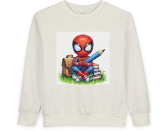 Super-héros mignon enfant assis avec des livres sweatshirt pour tout-petit | École, Rentrée des classes