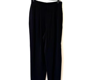 Pantalones de trabajo plisados negros estilo vintage de los 90 de Dana Buchman, talla 8
