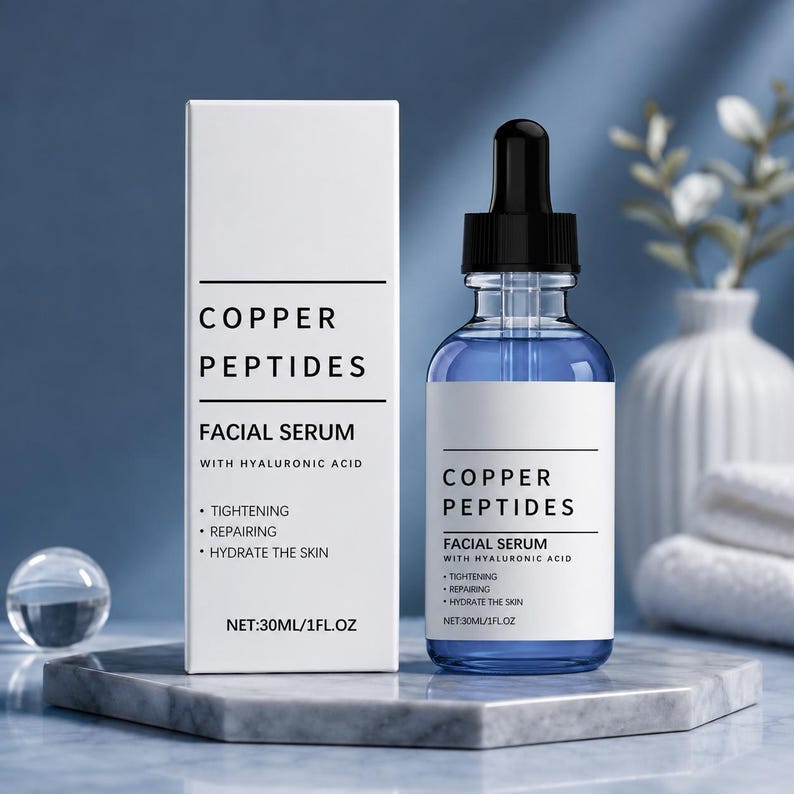 Kopparpeptid hyaluronsyra ansiktsserum, lätt återfuktande daglig hudvård (30 ml) bild 3