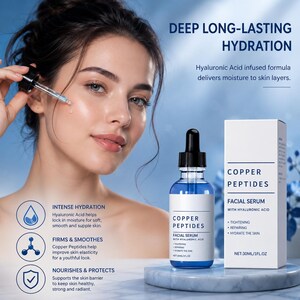 Kopparpeptid hyaluronsyra ansiktsserum, lätt återfuktande daglig hudvård (30 ml) bild 4