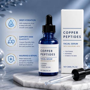 Kopparpeptid hyaluronsyra ansiktsserum, lätt återfuktande daglig hudvård (30 ml) bild 1