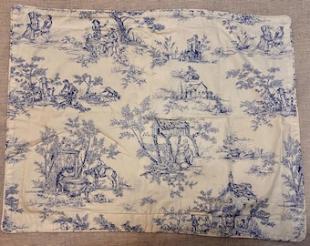 Country Curtains Toile Blue Cream ONE Standard Pillow Sham Cotton Made in USA